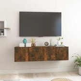 The Living Store Hangend Tv-meubel - Gerookt Eiken - 60 x 30 x 30 cm - 2 stuks