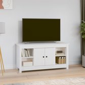 The Living Store Meuble TV 103x36-5x52 cm bois de pin massif blanc - Meuble