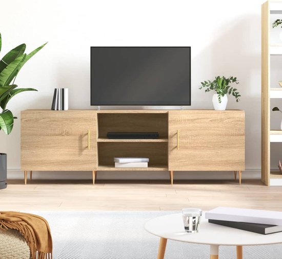 The Living Store Meuble TV Chêne Sonoma - 150 x 30 x 50 cm - Espace de  rangement -... | bol