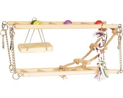 Duvoplus - Brug Voor Kooi - Knaagdier - Houten Hangbrug Met Schommel 27x16x10cm - 1st