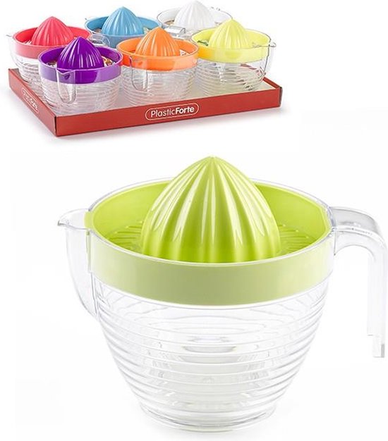 Plasticforte Sinaasappelpers/citruspers - Handmatig - kunststof - 16 x 13 cm - transparant/rood van Merkloos — afbeelding 3