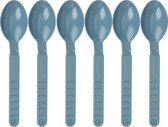 Excellent Houseware Lepels - 20x stuks - blauw - kunststof - 18 cm - herbruikbaar