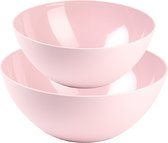 Plasticforte voedsel serveer schalen set - 4x stuks - roze - kunststof - Dia 23 en 20 cm