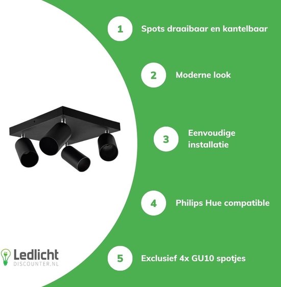 LEDVION - SMART LED Plafondspot - Zwart 3-lichts - D