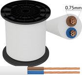 Aigostar - Câble de connexion - 150m - 2x0,75mm2 avec gaine blanche plate - H05VVH2- F