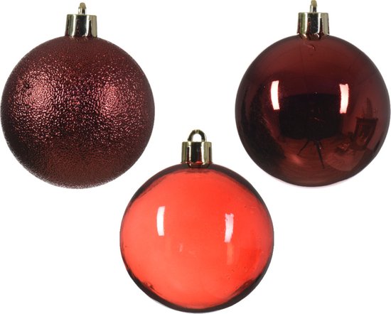 25 Boules De Noël Rouge 6 Cm - Plastique Incassable Velours & Paillettes - Pour Sapin Intérieur/extérieur