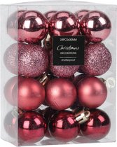 Christmas Decoration kerstballen 16x -5 cm-kunststof -roze