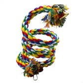 Vogel touw papegaaien klimspiraal schommel - vogels klimtouw sling, hangende kooi katoenen touw, voor vogelkooi, tuin en ramen, parkieten, met bel, gekleurd, 1 m