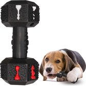 PetPetrol Honden speelgoed -Dumbbell -Geschikt voor kleine en middelgrote honden- Tanden schoonmaken- Kauwen- Haltervorm- Zwart- Natuurrubber met Baconsmaak
