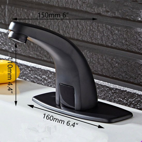 Malvizza Sensorkraan - Zwarte automatische Wastafelkraan - Koud Water uitvoering - Zeer Hygiënisch