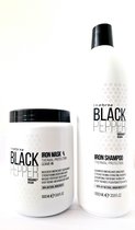 Inebrya BLACK PEPPER Duo Iron Shampoo 1000ml + Iron Mask 1000ml , Thermal Protection
