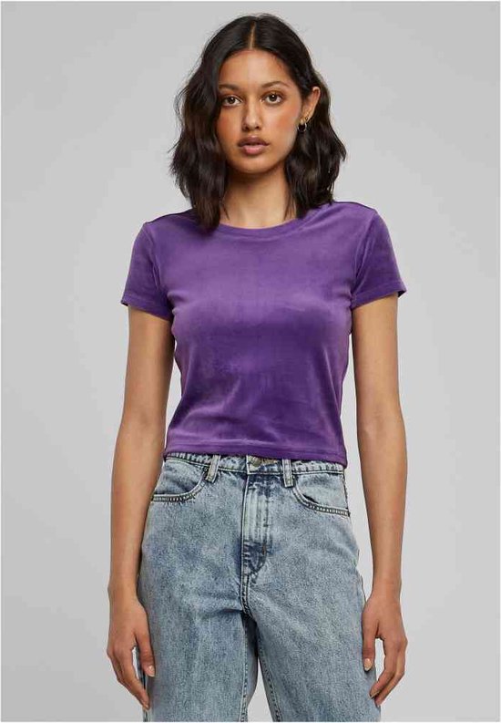 Urban Classics - T-shirt court en velours - XL - Violet