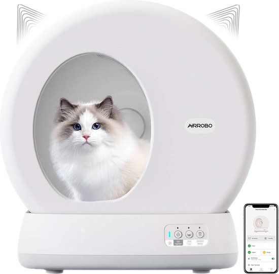 AIRROBO C10-zonder camera | Zelfreinigende, Automatische Kattenbak | Slimme Kattenbak met APP | 57,6L | Stille, geurloze kattenbak met zelfreinigend systeem tot 15dagen schoon | Voor meerdere katten |