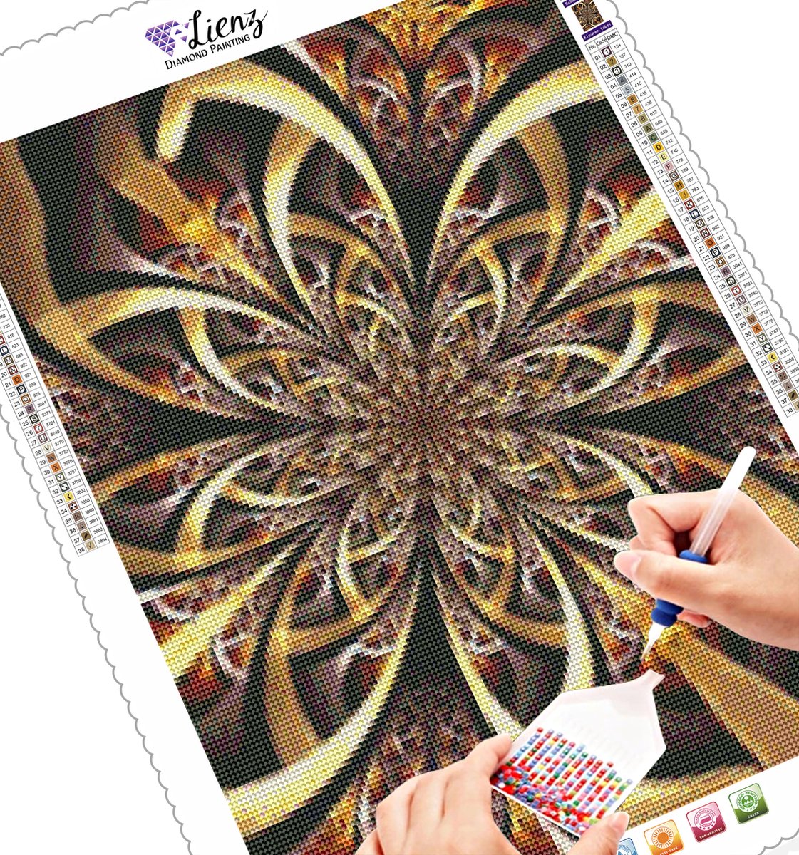Lienz® Diamond Painting volwassenen 40x50cm – Rond – Mandala – Bloemen – Volledig - Pakket Volwassenen — afbeelding 3