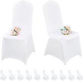10 stuks witte stoelhoezen voor eetkamerstoelen, spandex stoelhoezen voor de woonkamer, universele eetkamerstoel hoes voor bruiloft, banket en feest