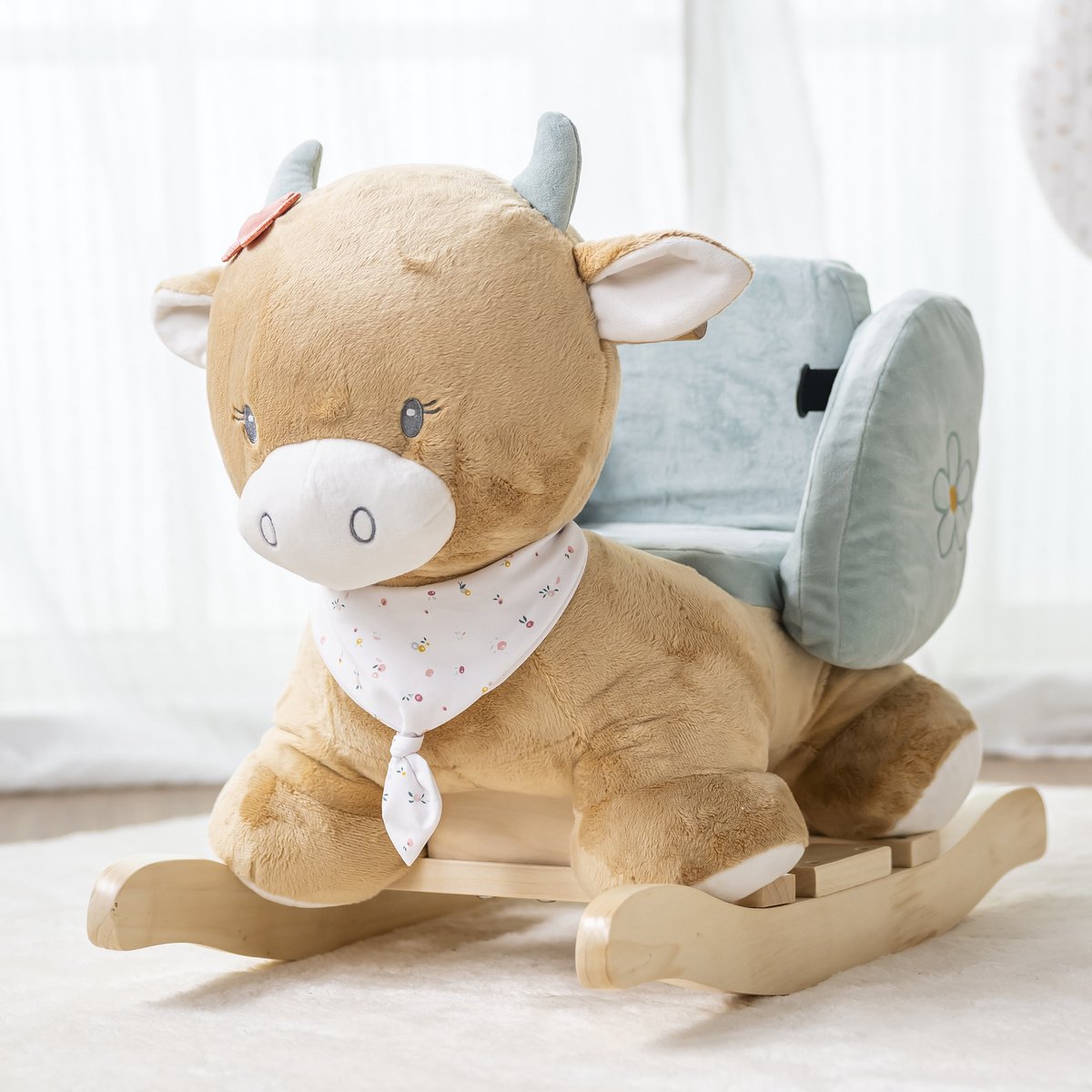 Nattou Koe Mila - Schommelpaard - Hobbelpaard - 60x30x45 cm - Donker Warm Beige — afbeelding 6