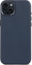 DECODED Leren Back Cover - iPhone 15 Plus - Hoogwaardig Europees Leer - Geschikt voor MagSafe - True Navy Blauw