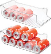 Set de 2 porte-canettes pour koelkast et armoire de cuisine - Boîte de conservation idéale pour neuf canettes - Organisateur pratique pour réfrigérateur - Transparent