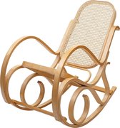 Schommelstoel M41, schommelstoel TV fauteuil, massief hout rotan ~ eiken look