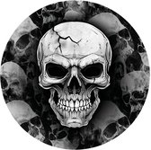 Fiestas Guirca Halloween/horror schedel/doodshoofd bordjes - 6x - zwart - papier - D23 cm