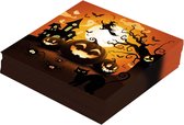 Fiestas Guirca Halloween/horror pompoen servetten - 36x - zwart - papier - 33 cm- Tafeldecoratie