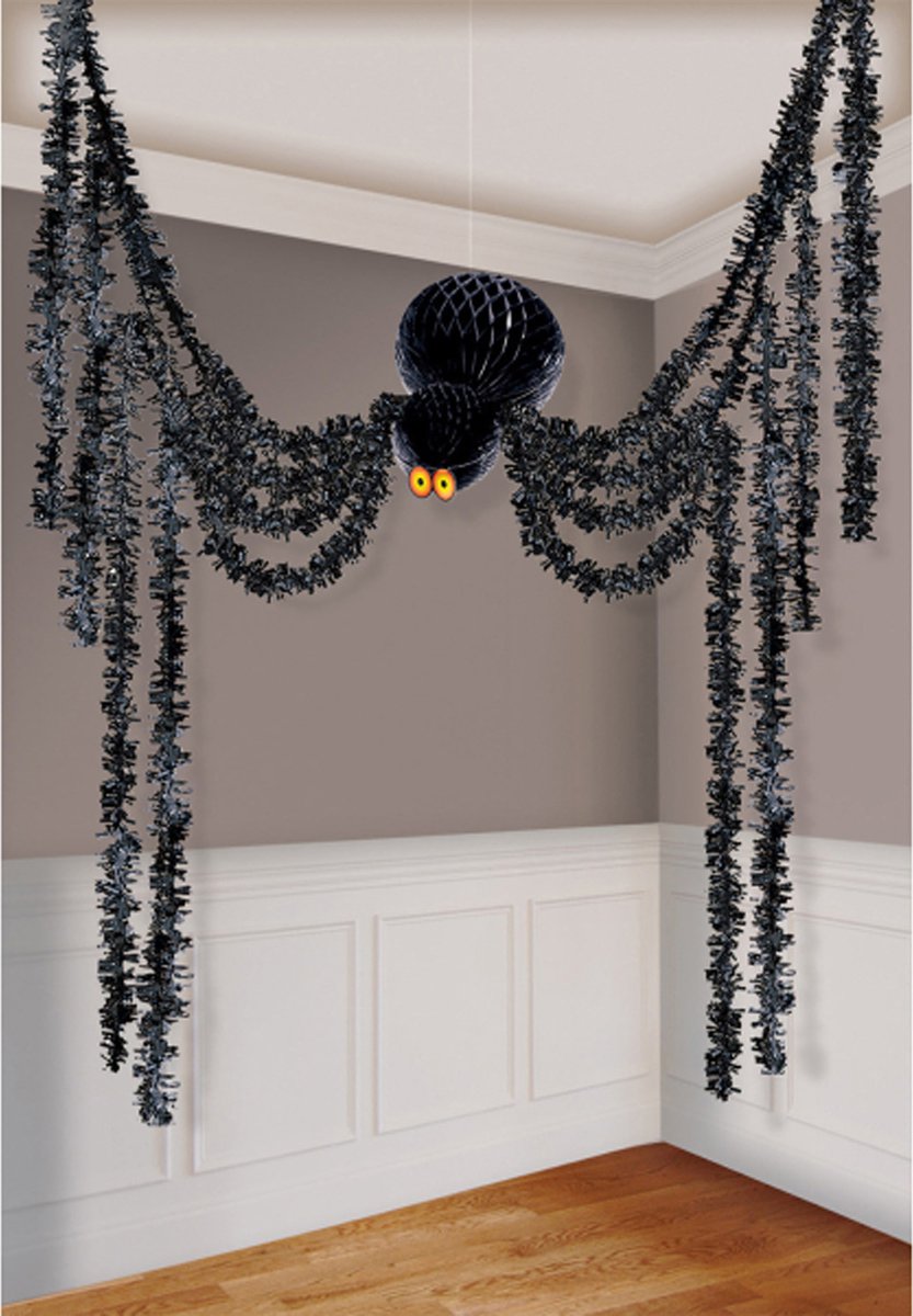 Amscan Spin XXL - 360 cm - horror/halloween decoratie - papier - zwart