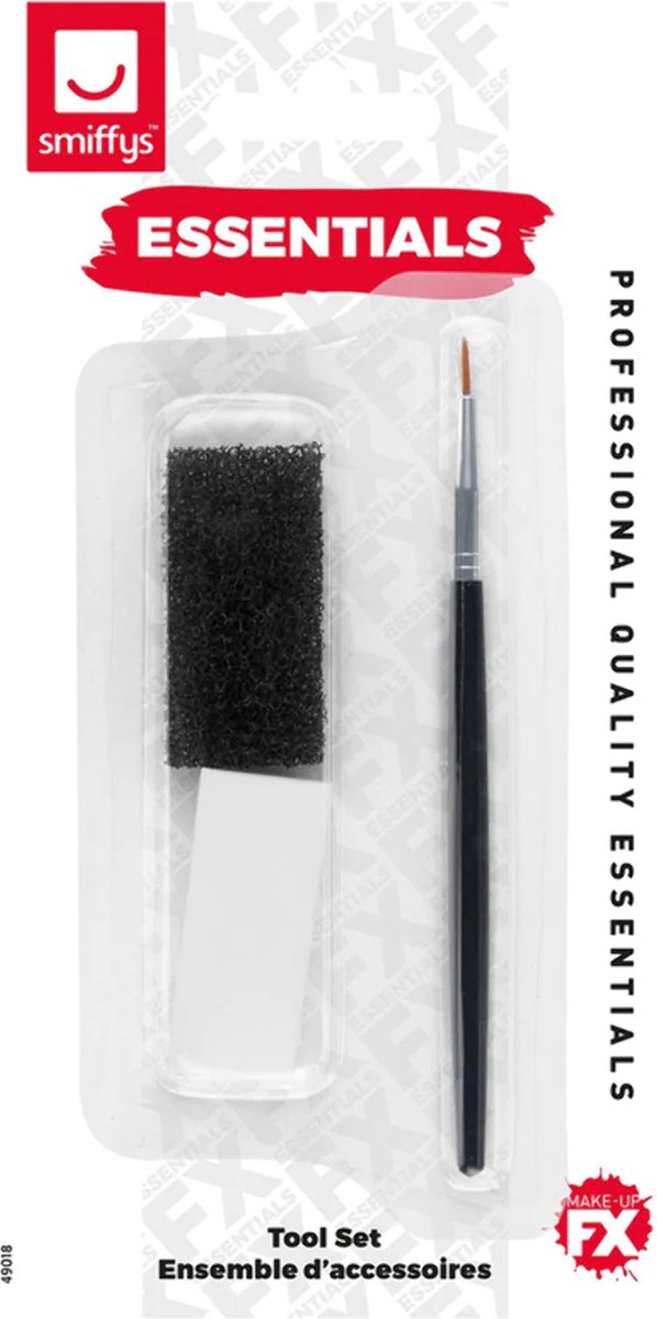 Goedkoopste Smiffys - Cosmetic Tool Set Make-up kwast - Zwart/Wit