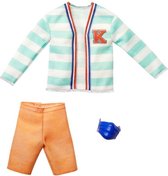 Barbie Ken Outfit Gestreept Vest, korte broek en mondkapje - Ken Kleding