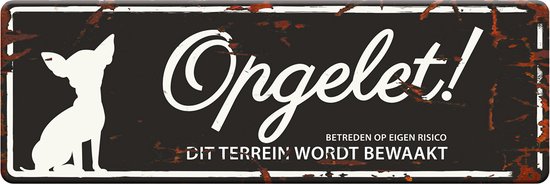 WARNING SIGN MINI CHIHUAHUA N 12x4cm noir