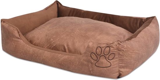 The Living Store Hondenbed kussen PU-kunstleer maat S beige - Hondenmand - Hondenbed - Puppy Mandje - Dierenmand - Slaapzak Hond