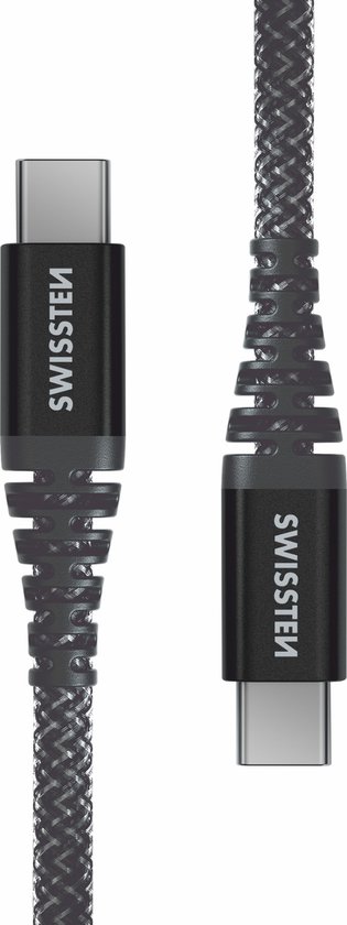 Swissten Kevlar USB-C naar USB-C kabel - 1.5M - Zwart