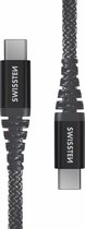 Swissten Kevlar USB-C naar USB-C kabel - 1.5M - Zwart