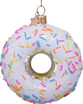 Ornament glass white donut w/sprinkles H12cm