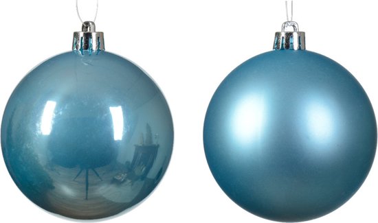 Boules de Noël Decoris - 6x - 8 cm - plastique - bleu glacier