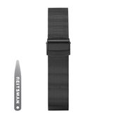 16mm Universele Elegante mesh horlogeband zwart- Quick Release - Past op Alle Merken met 16mm Aanzetmaat