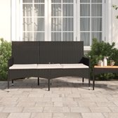 The Living Store Loungebank Poly Rattan - 140 x 51 x 85 cm - Zwart - Comfortabele Kussens