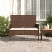 The Living Store 2-zits poly rattan bank - 90 x 51 x 85 cm - bruin - inclusief kussens