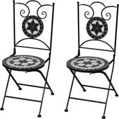 The Living Store Chaises bistrot pliantes 2 pcs en céramique noir et blanc - Chaise de jardin