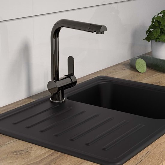 Schutte Rio robinet mitigeur cuisine avec bec haut inox/noir mat