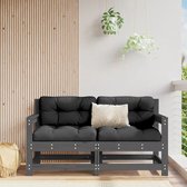 The Living Store Tuinstoelen - Grenenhout - Grijs - 66 x 62 x 70.5 cm - Comfortabel zitkussen - Modulair ontwerp - Set van 2