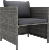 The Living Store Tuinbank Grijs - PE-rattan/Staal - 60x60x60 cm - Inclusief kussens - The Living Store