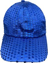 2x Kobalt blauwe - glitter - pailletten - disco baseball cap