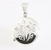 Fijn rond zilveren medaillon met bloemengravering
