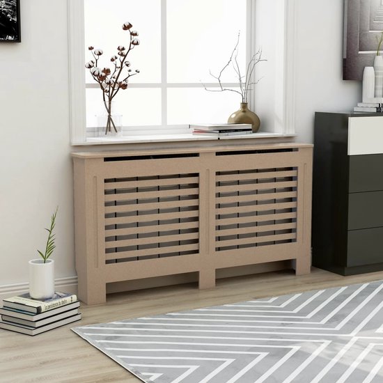 vidaXL Radiatorombouw 112x19x81 cm MDF zwart