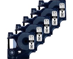 DULA Dymo D1 45013 - S0720530 - Compatible label tape - 5 lettertapes - Zwart op wit - 12mm x 7m