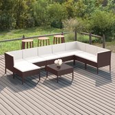 The Living Store Loungeset Rattan - Bruin - Modulaire tuinmeubelset - 57x69x69 cm - Inclusief kussens