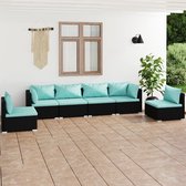 The Living Store loungeset Zwart - Modulair Design - Waterdichte PE-rattan - Stevig Stalen Frame - Optimaal Zitcomfort