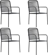 The Living Store Buitenstoelen Set - katoenen touw - zwart - 56x53.5x85.5 cm