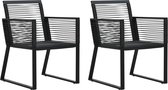 The Living Store Ensemble de chaises de jardin en rotin PVC - 53x57x77 cm - stable et résistant aux intempéries