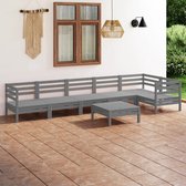 The Living Store Tuinset - Hout - Grijs - Hoek/middenbank- 63.5 x 63.5 x 62.5 cm - Voetenbank/tafel- 63.5 x 63.5 x 28.5 cm - Montage vereist